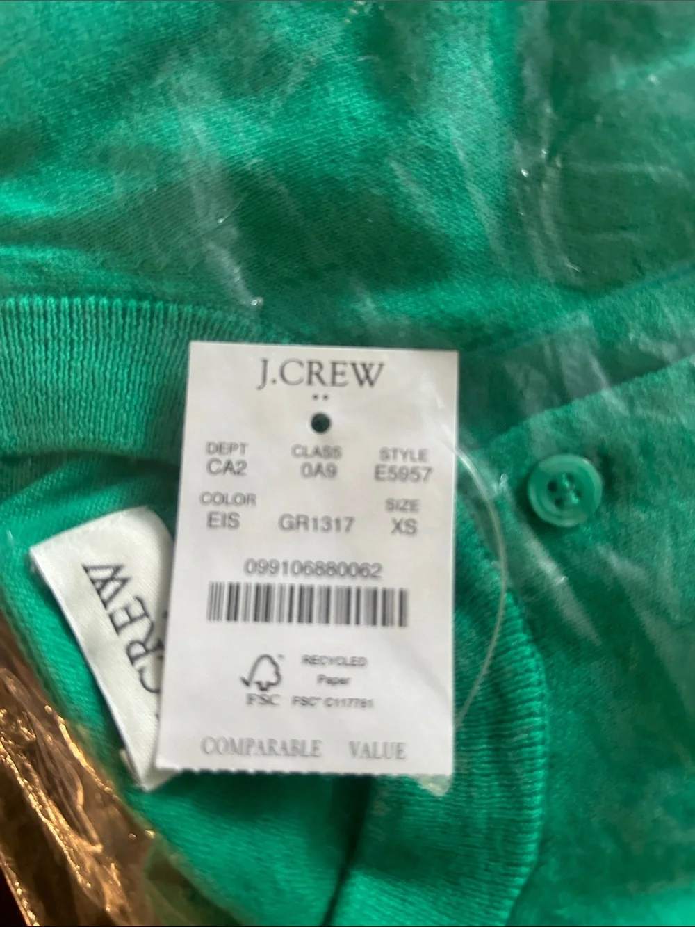 J. Crew Women's Emerald Green Knit Cardigan